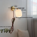 Helnys White Glass LED Wall Lights Nordic Modern Rotate Plug In Sconce Lamp