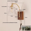 Helnys LED Glass & Wood Wall Lamp with Pull Chain Switch for Living Room
