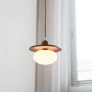 Helnys Glass LED Pendant Lamp with Walnut Wood and Brass Accents