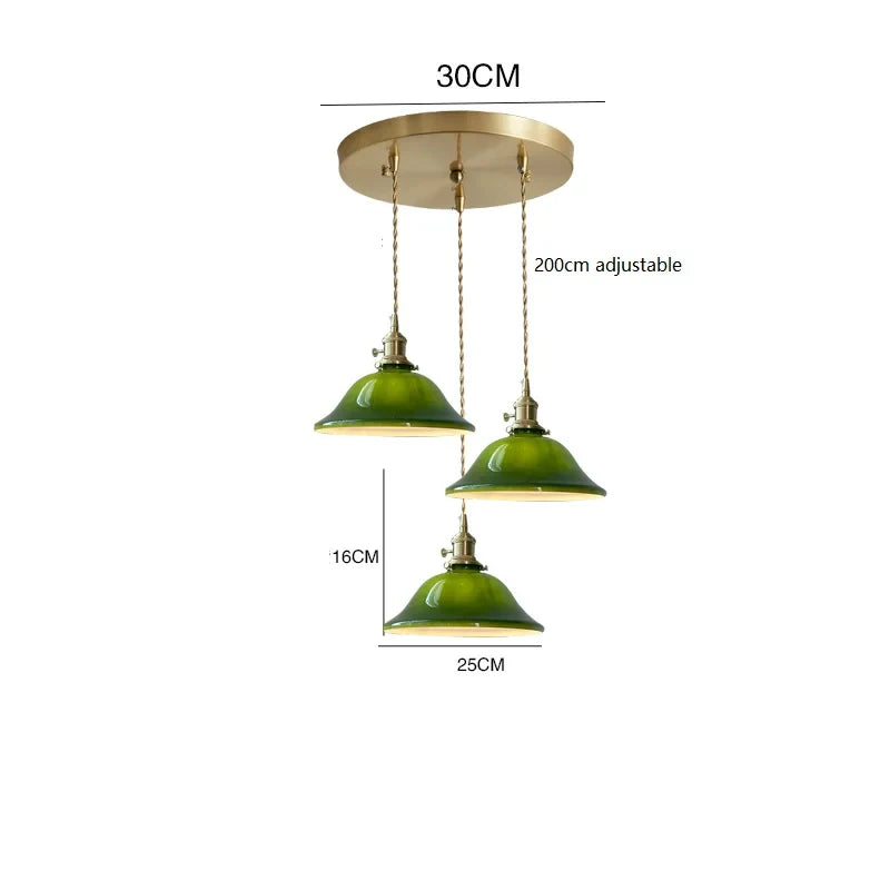 Helnys Vintage Copper Socket Pendant Lamp with Green Glass - 2023 Edition