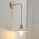 Helnys Ceramic LED Wall Lamp with Pull Chain for Bedroom Bathroom Mirror