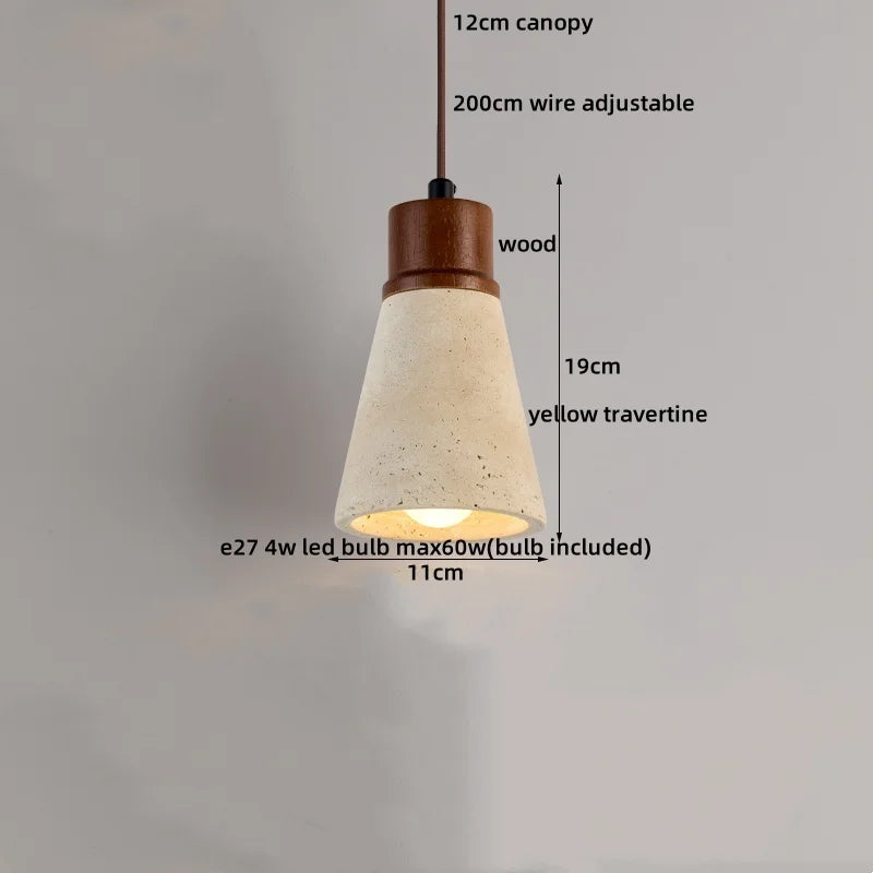 Helnys Yellow Travertine LED Pendant Light - Nordic Modern Hang Lamp