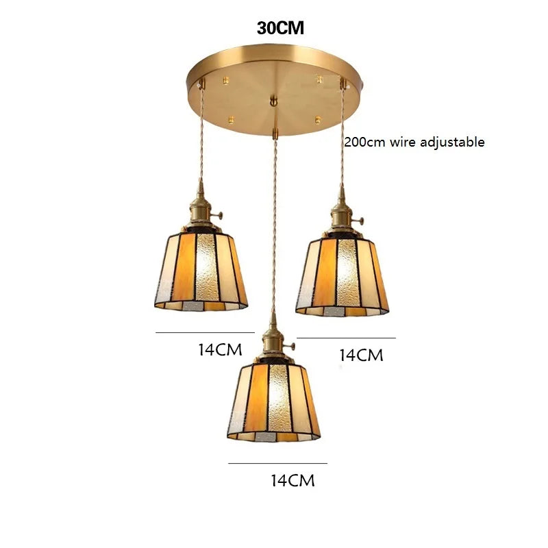 Helnys Vintage LED Pendant Lamp with Copper Socket & Glass Lampshade