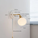 Helnys White Glass LED Wall Lights with Copper Arm Socket for Bedroom & Living Room