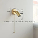 Helnys Walnut Wood LED Wall Light with Clear Glass Sconce & Pull Chain Switch