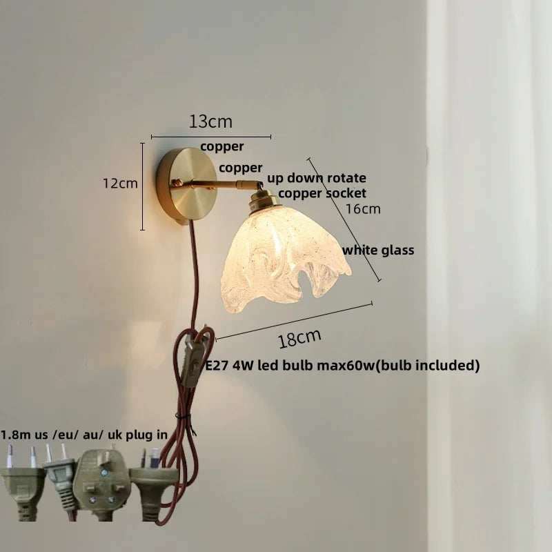 Helnys Blue Glass Wall Sconce Up Down Rotate Light Fixture