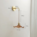 Helnys Amber Glass LED Wall Sconce for Living Room, Bedroom, Bar - Copper Wall Lamp