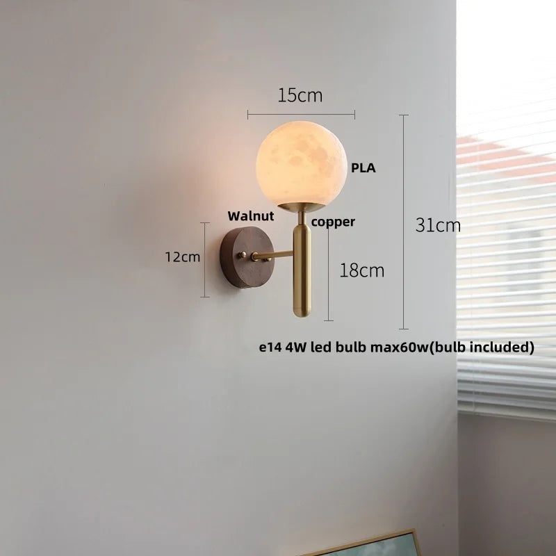Helnys Copper Base LED Wall Lamp with Pull Chain Switch