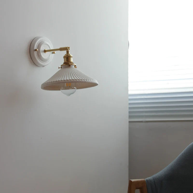 Helnys Nordic Ceramic LED Wall Sconce with Pull Chain Switch