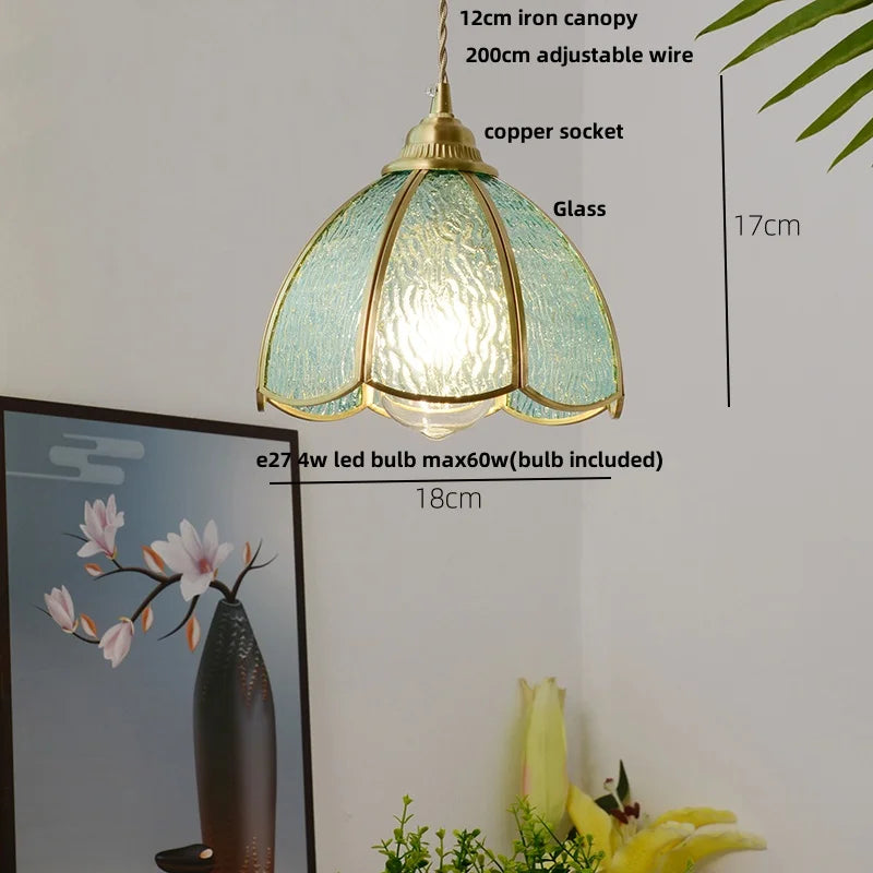 Helnys Nordic Glass LED Pendant Lamp Blue E27 Modern Hanging Light