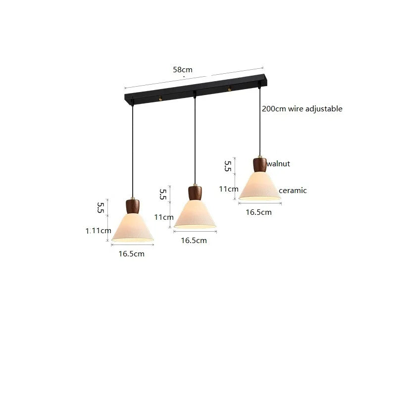 Helnys Walnut Ceramic LED Pendant Lights - Modern Nordic Style for Home & Commercial Lighting