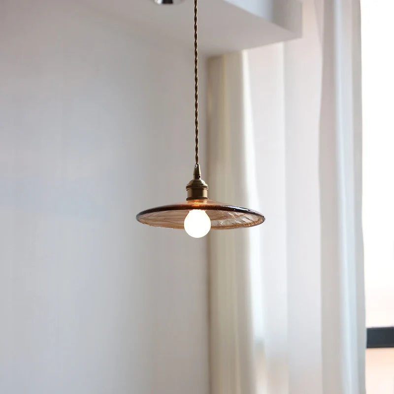 Helnys Amber Glass LED Pendant Lights for Dining and Living Room