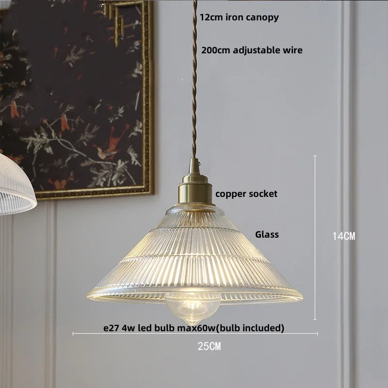 Helnys Glass Brass LED Pendant Light for Home Decor Dining Room Study