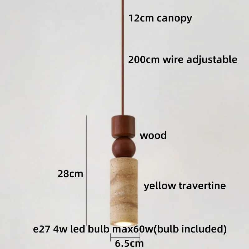 Helnys Yellow Travertine LED Pendant Light - Nordic Modern Hang Lamp
