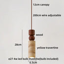 Helnys Wood Stone LED Pendant Light - Vintage Loft Hanging Lamp Fixture
