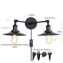 Helnys Industrial Vintage Iron Wall Lamps with 2 LED Heads