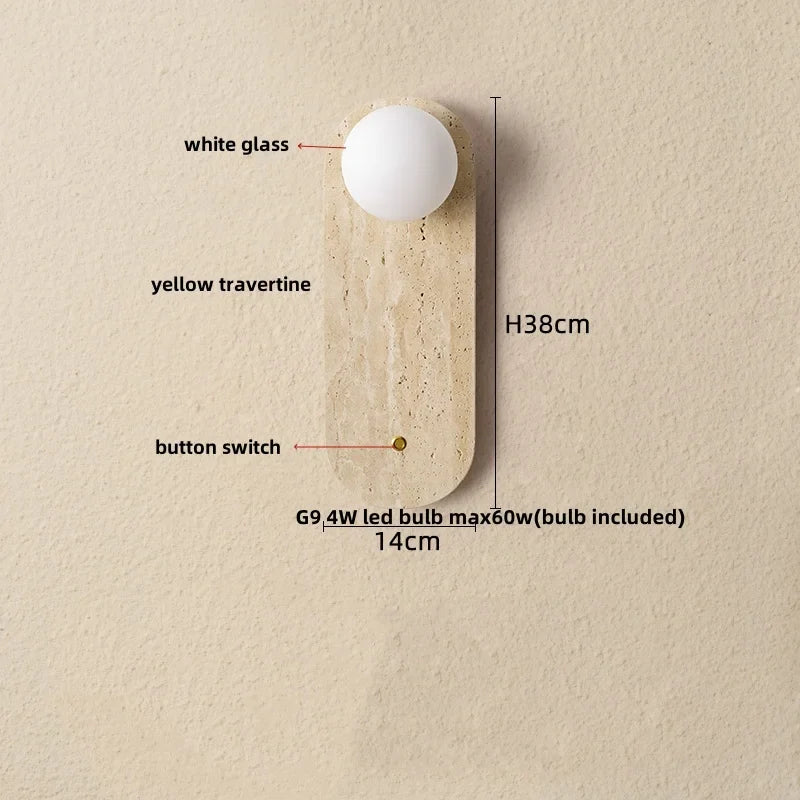 Helnys Nordic LED Wall Lights Yellow Travertine Creative Home Decor Stair Sconce