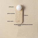 Helnys LED Wall Light Fixture Nordic Modern Yellow Travertine White Glass Bedside Lamp