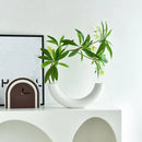 Helnys Ceramic Crescent Moon Vase - Creative Flower Pot for Home Decor