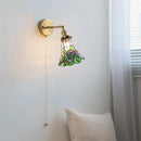 Helnys Flower Glass LED Wall Sconce Pull Chain Switch Rotatable Lamp