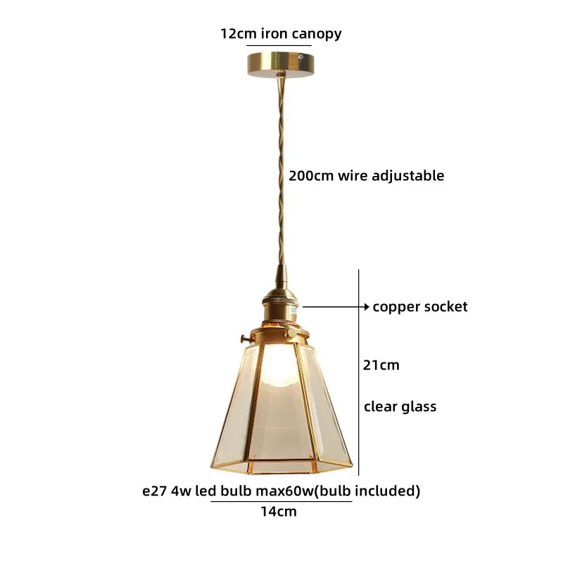 Helnys Amber Glass LED Pendant Chandelier