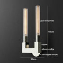 Helnys Double Heads Copper LED Wall Light - North America Style Glass Stair Bedroom Lamp