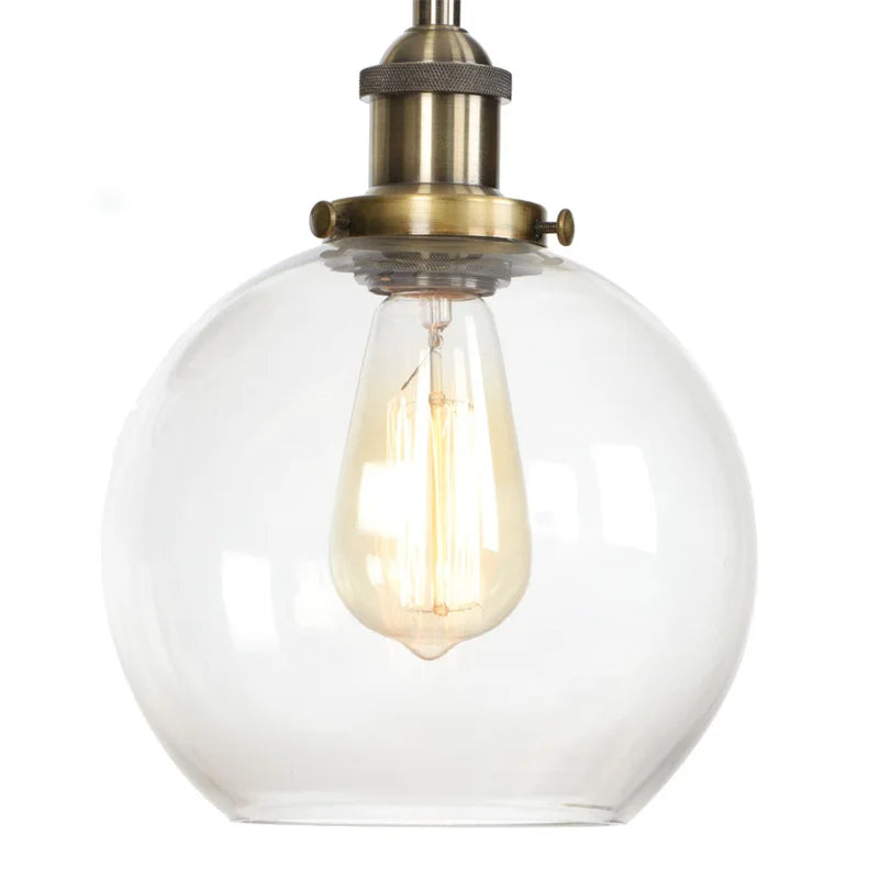 Helnys Glass LED Wall Sconce Industrial Iron Pull Chain Switch Wall Light