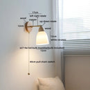 Helnys White Ceramic LED Wall Sconce Lamp Wooden Socket Stair Light Fixtures