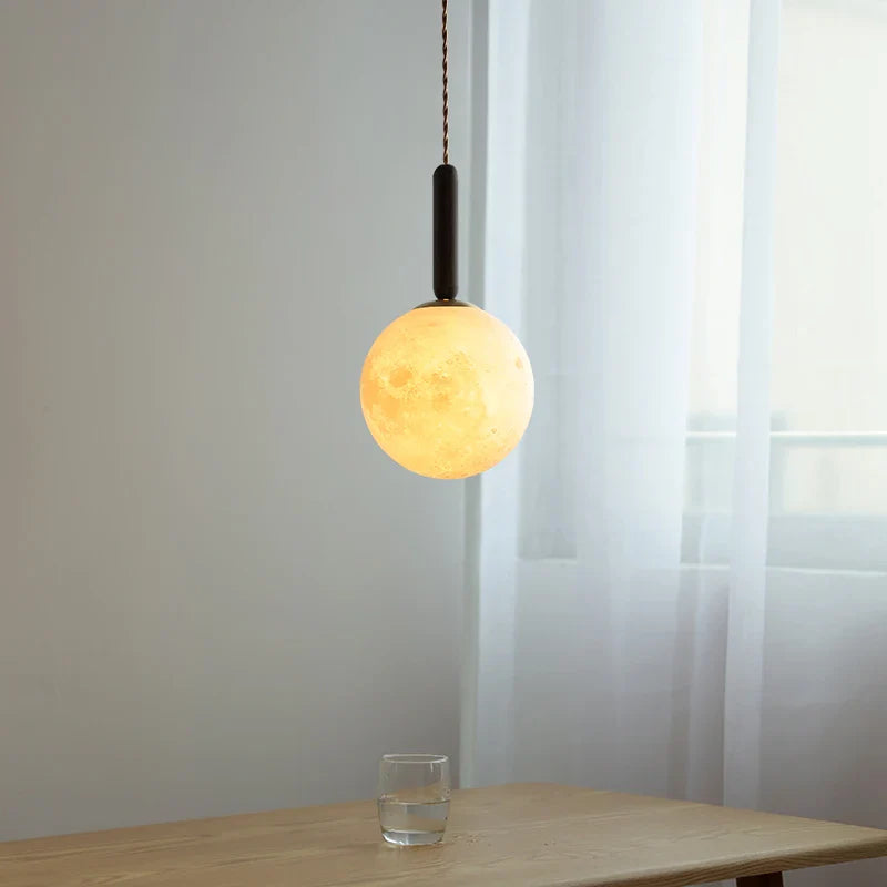 Helnys Nordic LED Glass Pendant Light Fixture with Wood Accent