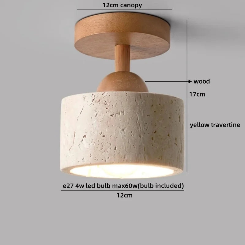 Helnys Yellow Travertine Square LED Ceiling Light Fixture