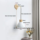 Helnys Modern White Ceramic LED Wall Lamp with Pull Chain Switch