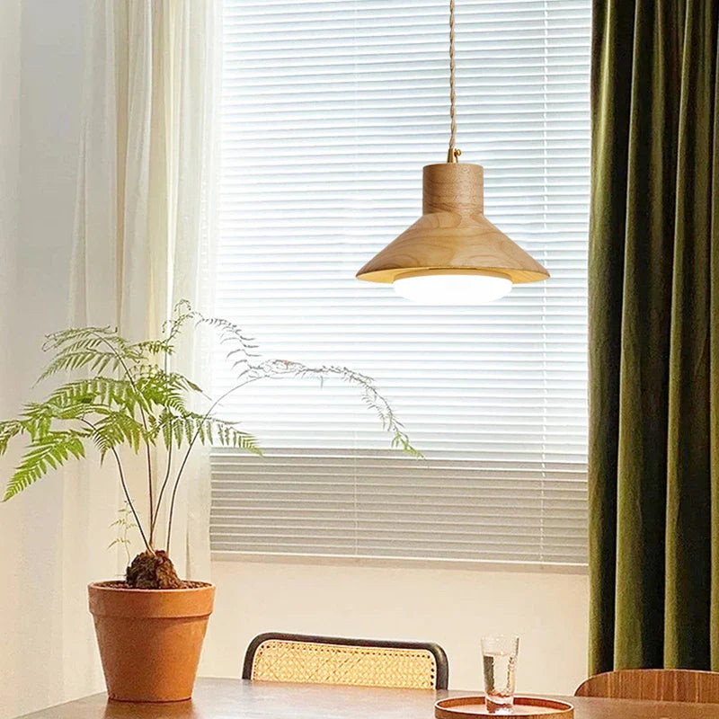 Helnys Wooden LED Pendant Lights - Wabi Sabi Style Kitchen Island Dining Lamp