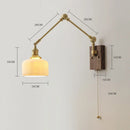 Helnys Copper Swing Arm LED Wall Light with Pull Chain Switch and Walnut Canopy