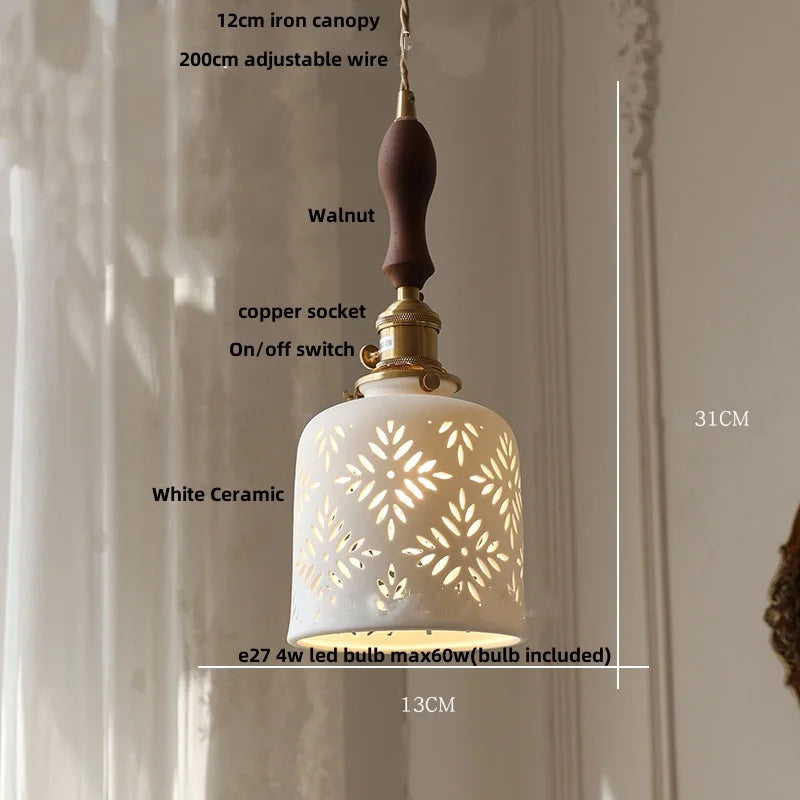 Helnys Ceramic Flower Pendant Light - Nordic Modern LED Hanging Lamp