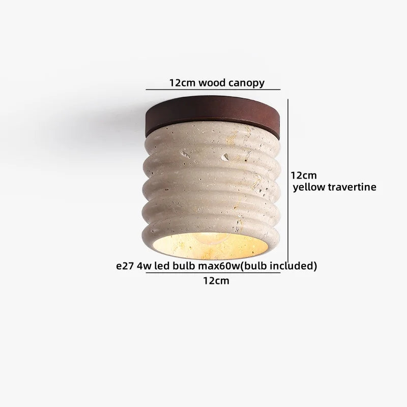 Helnys Yellow Travertine LED Ceiling Light Fixture Wood Canopy Modern Nordic Plafonnier