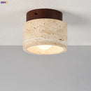 Helnys Nordic LED Ceiling Lamp in Yellow Travertine Wood Finish