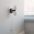 Helnys Nordic LED Wall Sconce White Glass Walnut Wood Stair Light