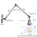 Helnys Industrial Vintage Swing Arm LED Lamp with Pull Chain Switch