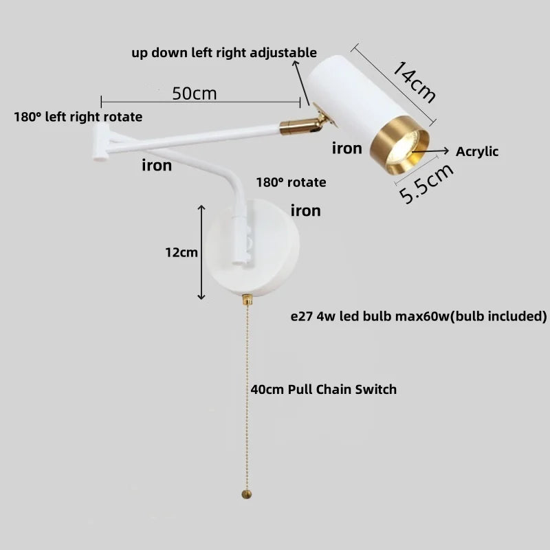 Helnys Acrylic Iron LED Wall Lamp Modern Dining Room Fixture