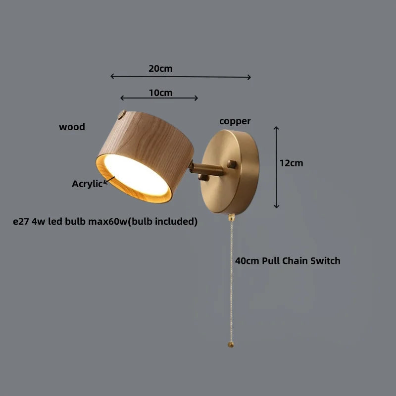 Helnys LED Wall Sconce Walnut Wood Base Modern Art Lamp