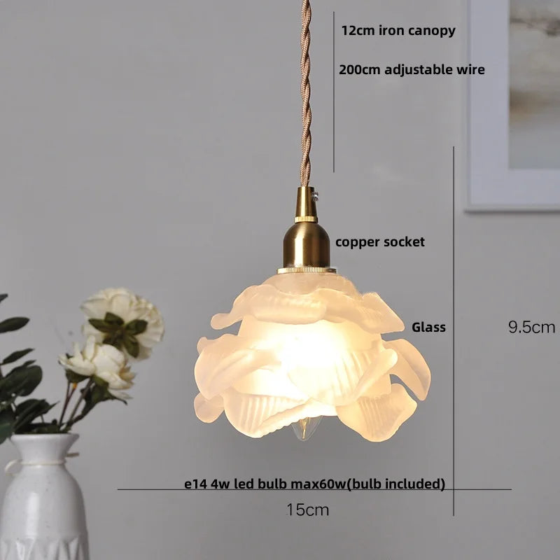 Nordic White Pink Glass Pendant Light by Helnys - Modern Adjustable Kitchen Fixture