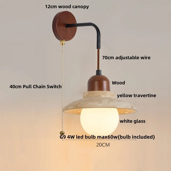 Helnys Nordic LED Wall Lights Wood Yellow Travertine Sconce Stair Light Fixtures