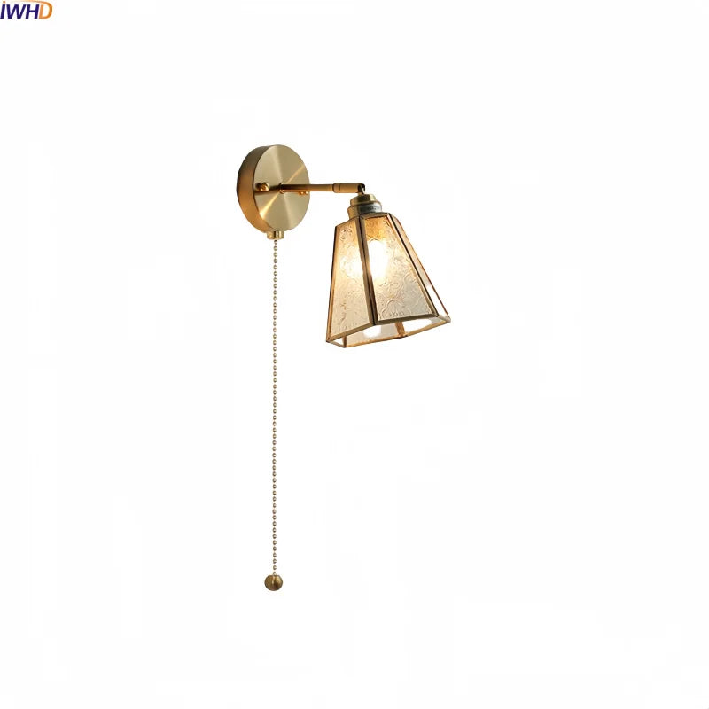 Helnys Clear Glass LED Wall Lamps Brass Socket Luminaire Japan Style