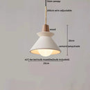 Helnys Modern Wood Cement LED Pendant Light Fixture, Adjustable Hanging Lamp