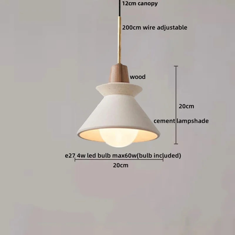 Helnys Wood Cement Mountain LED Pendant Light - Nordic Modern Hang Lamp