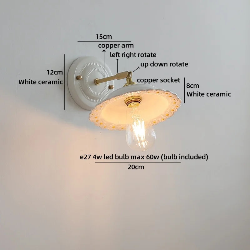 Helnys Ceramic Glass LED Wall Light Mirror for Bathroom and Bedroom