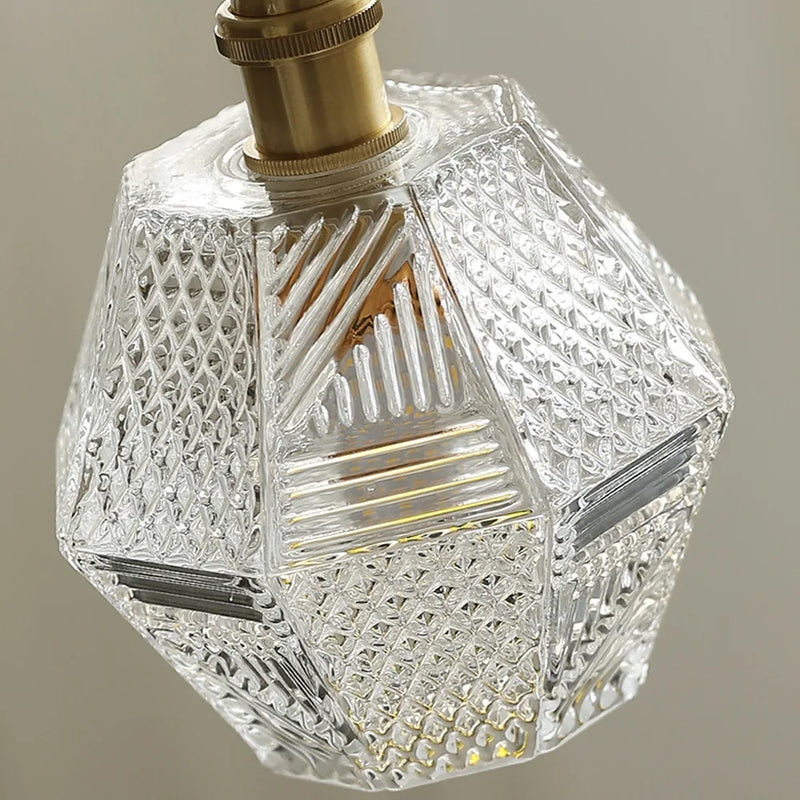 Helnys Modern Clear Glass LED Pendant Light Copper Socket for Home Indoor Decor