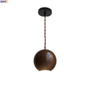 Helnys Black Walnut LED Pendant Lamp with Round Lampshade for Stylish Home Decor