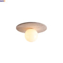 Helnys Nordic LED Ceiling Lamp White Glass Ball Yellow Travertine Ceiling Light