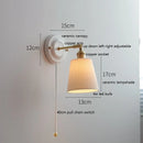 Helnys Ceramic LED Wall Sconce - Copper Arm, Adjustable Pull Chain Switch